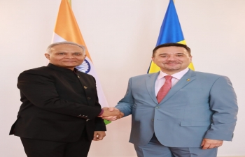 H.E.Sanjay Verma, Secy(West), MEA India and H.E.Traian Laurentiu Hristea, Secretary of State Global Affairs and Diplomatic Strategies, Romania